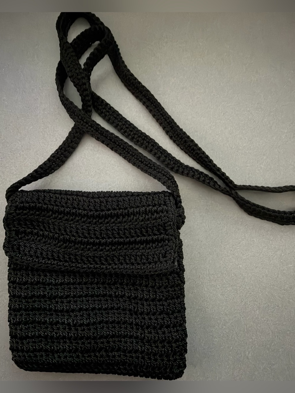 Black Knit Mini Crossbody Bag